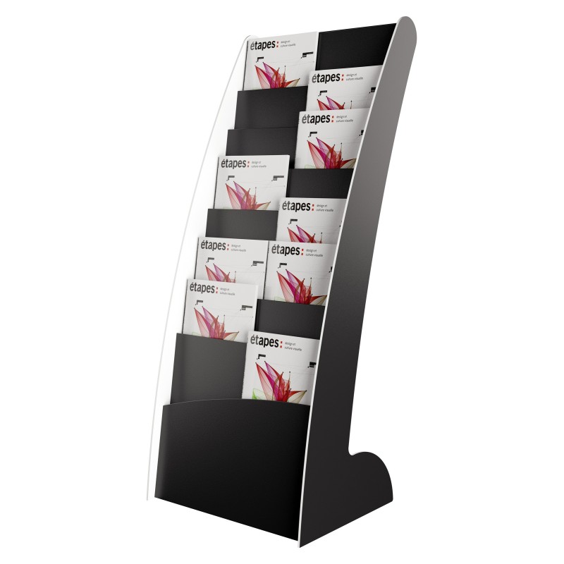 Paperflow Présentoir de sol Courbo monobloc 8 cases - Noir