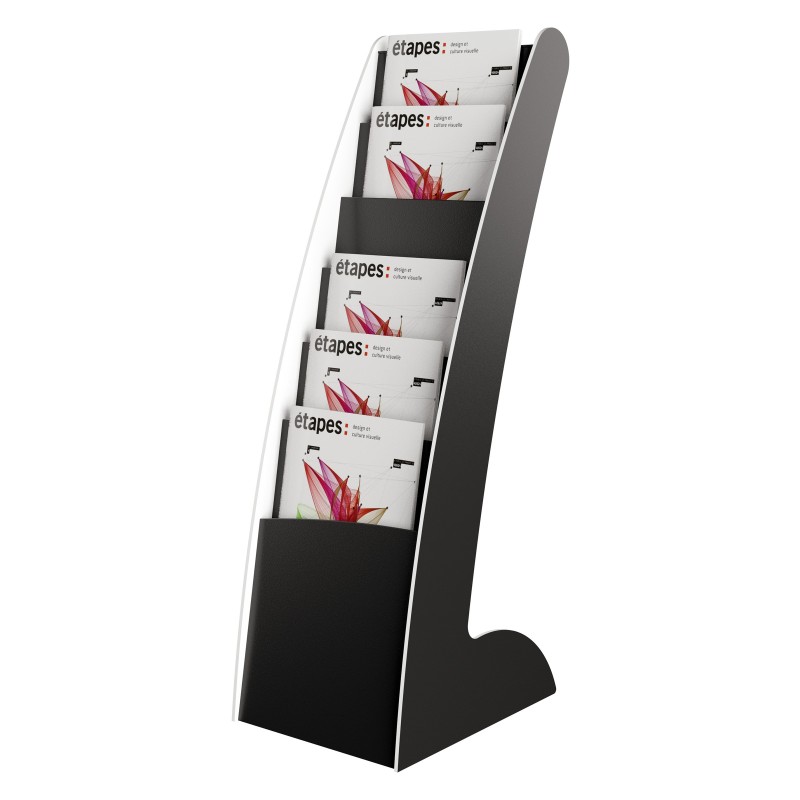 Paperflow Présentoir de sol Courbo slim monobloc 6 cases - Noir