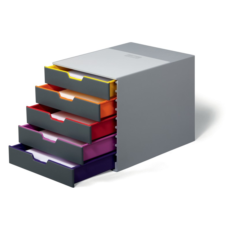 Durable  Module de classement Varicolor 5 tiroirs - Gris / liserés multicolores