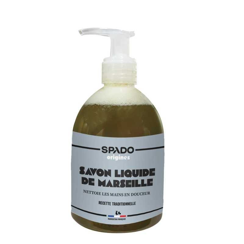 Spado Savon de Marseille liquide pour les mains, à l'huile d'olive, Flacon pompe 300 ml