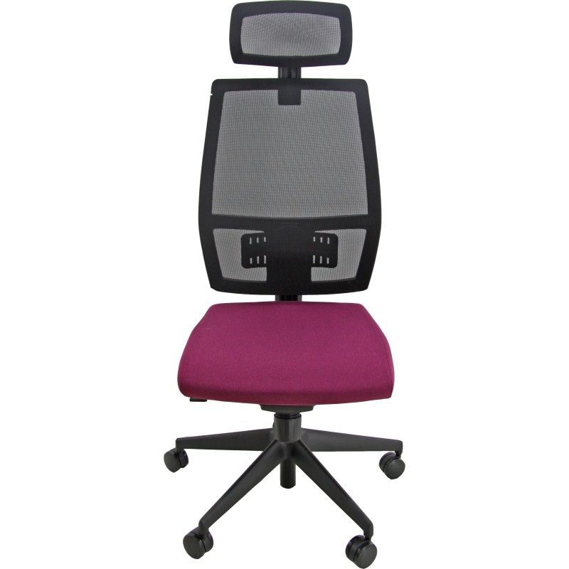 Siège de bureau Mélania avec appui-tête, maille filet / tissu Prune
