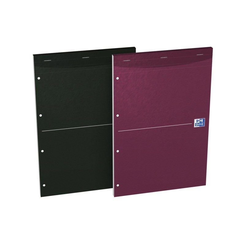 Oxford Bloc notes agrafé Office Essentials 21 x 31,5 cm - 80g - Perforé 4 trous - Grands carreaux Séyès - 160 feuilles