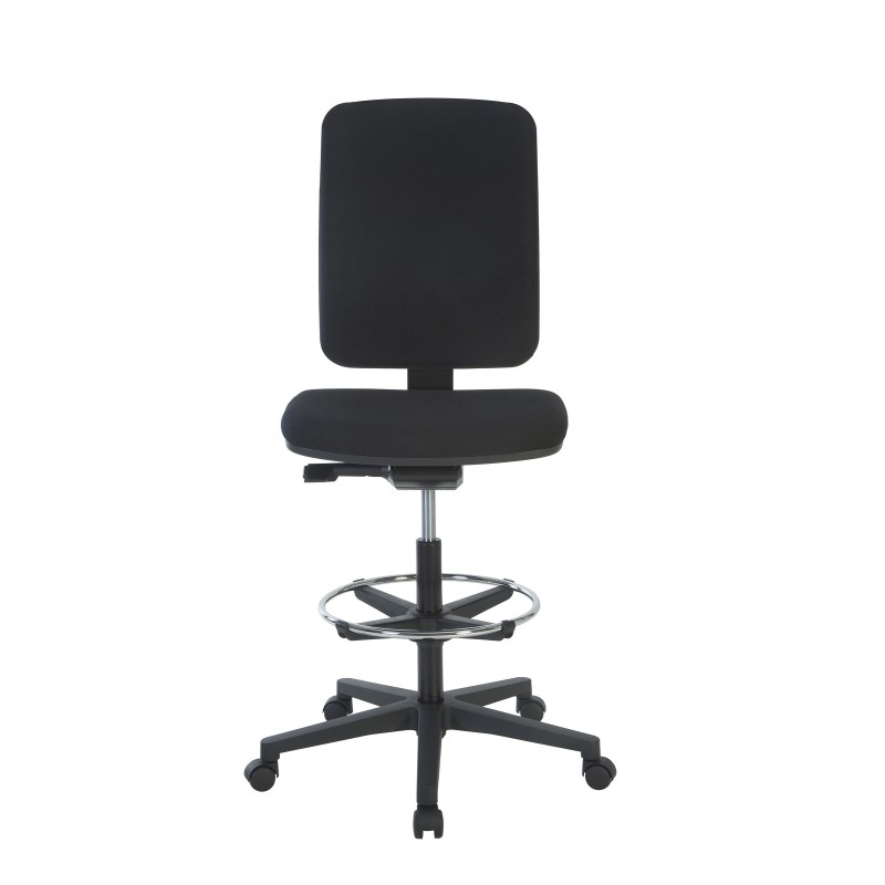 Siège haut Work Up Office tissu M1 noir hauteur réglable - dossier repose-pieds roulettes