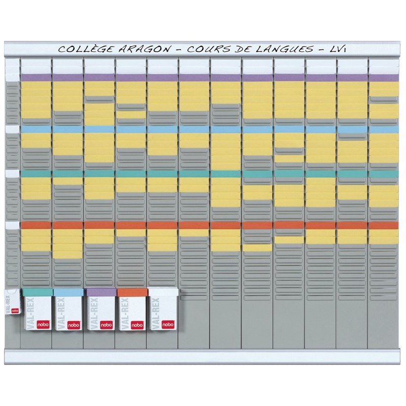 Nobo planning à fiches T2 - 13 colonnes - 80 x 66 cm