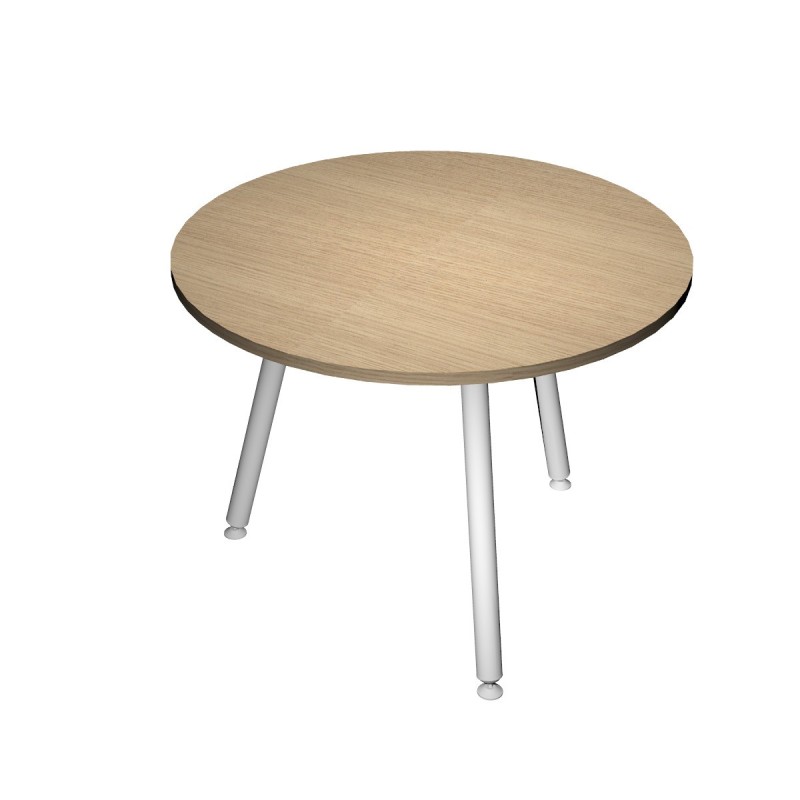 Table ronde Halden Ø 80 cm - Plateau Chêne - Pieds métal Blanc