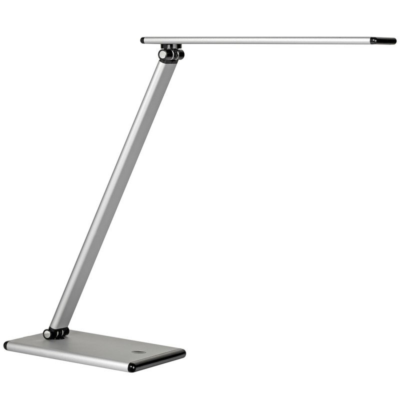 Unilux Lampe de bureau Terra - Led intégrée - 5W - Bras et tête articulés - Variateur d'intensité - Gris Métal