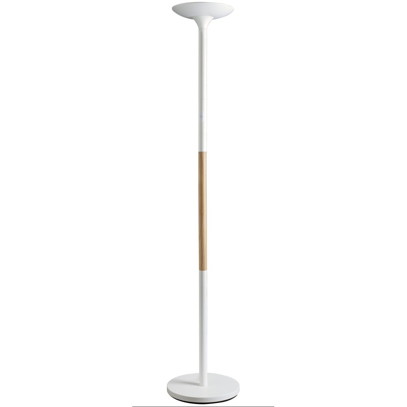 Unilux lampadaire Pryska - Led intégrée - 40W - Variateur d'intensité - Acier et bois hêtre - Blanc
