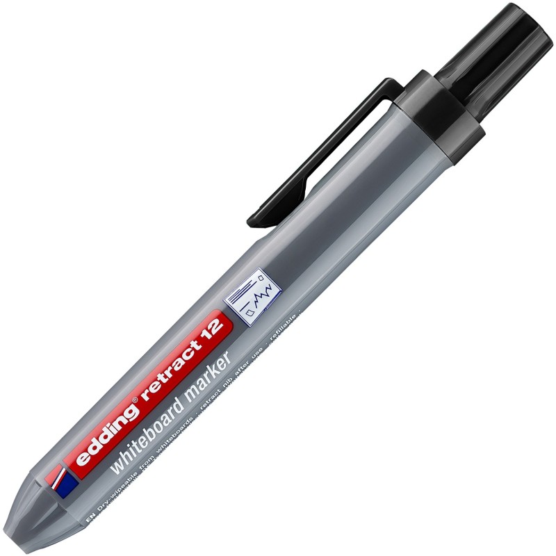 edding Marqueur pour tableau blanc Retract 12 à pointe ogive moyenne rétractable 1,5 - 3 mm noir