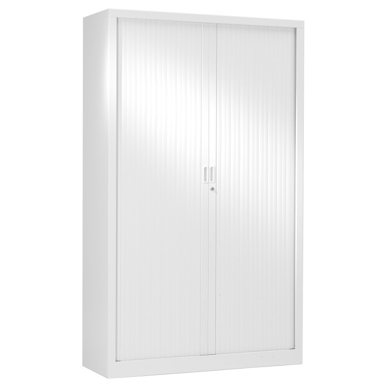 Armoire à rideaux métal Classtout - H.198 x L.120 cm - Corps Blanc - Rideaux Blanc