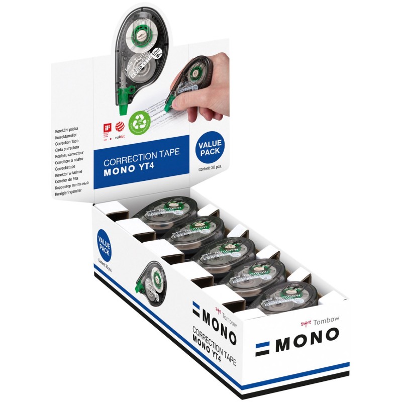 TOMBOW Roller de correction MONO TAPE 4,2mm x 10m Translucide - Pack de 15 + 5 OFFERTS