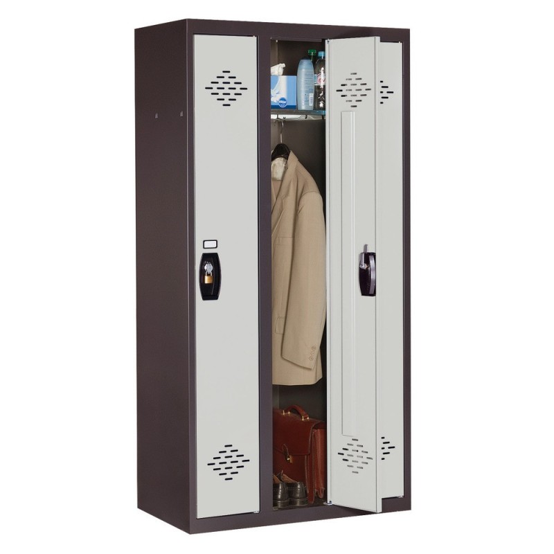 Vestiaire métal Avantage monobloc industrie propre 3 colonnes - Corps Anthracite - Portes Gris