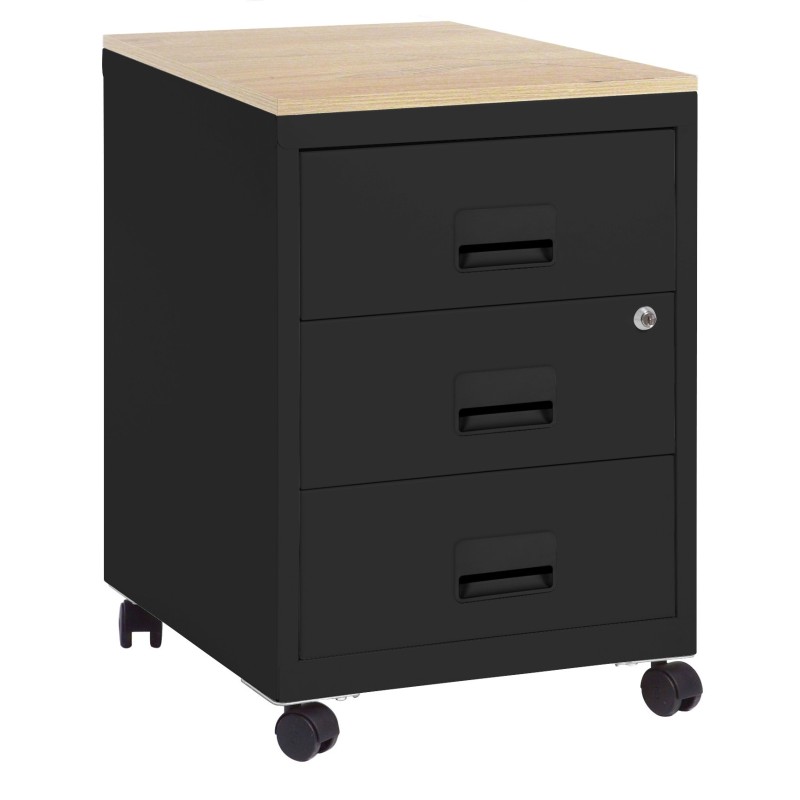 Caisson mobile Pratic Plus 3 tiroirs - top Hêtre - corps Anthracite
