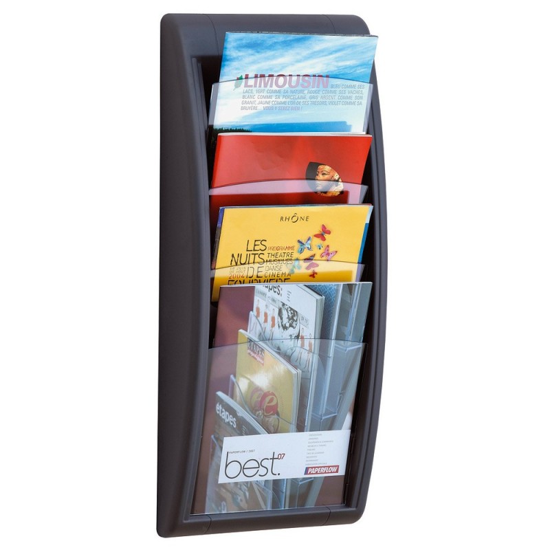 Paperflow Présentoir Quick Fit System - Mural - 4 cases A4 - Anthracite