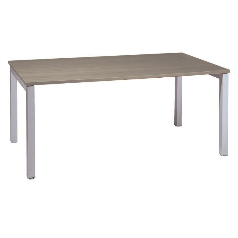 Bureau Droit Actual - L.160 x P.80 cm - Plateau Chêne grisé - Pieds Arche Aluminium