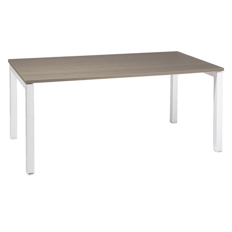 Bureau Droit Actual - L.160 x P.80 cm - Plateau Chêne grisé - Pieds Arche Blanc