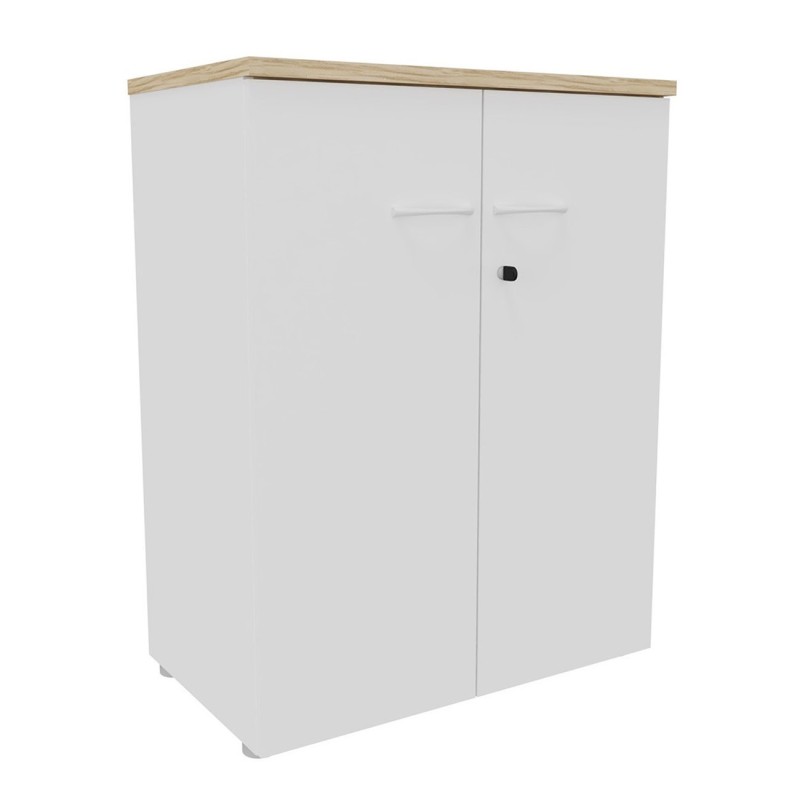 Armoire mi-hauteur portes battantes L.80 x P.48 x H.104 cm - Chêne Nebraska