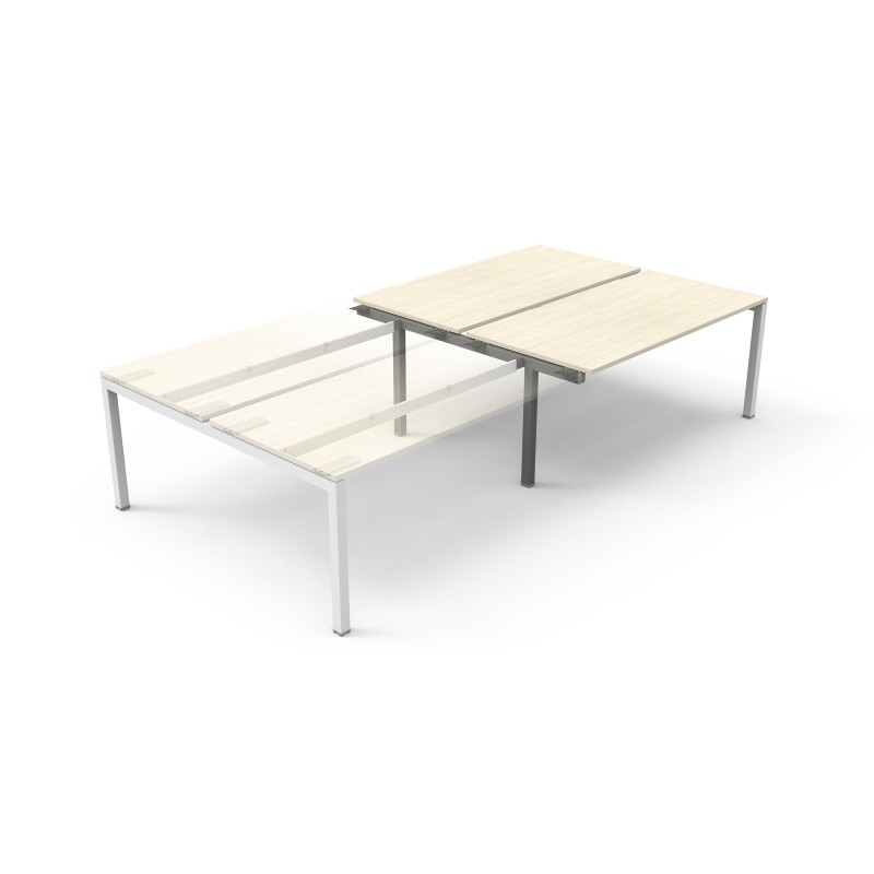 Bureau droit partagé Eminence - Module suivant - L.160 x P.165 cm - Plateau Chêne Canadien - Pieds Aluminium