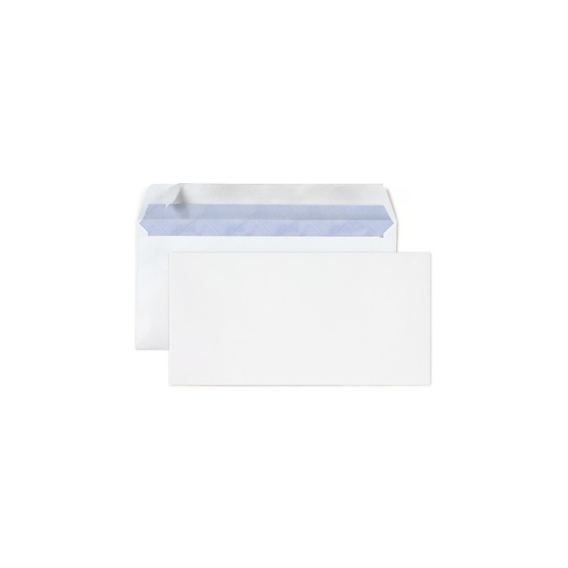 RAJA Enveloppe blanche DL 110 x 220 mm 80g sans fenêtre - autocollante bande protectrice - Lot de 500