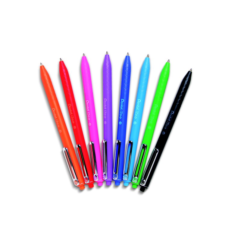Pentel Izee Stylo bille rétractable Pointe large 1 mm - 8 couleurs assorties