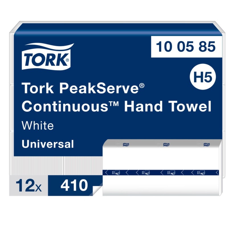 Tork PeakServe Essuie-mains en continu Universal H5 blanc - Lot de 12 paquets de 410 feuilles