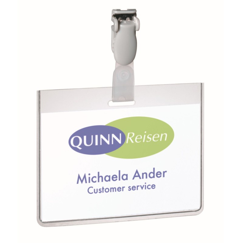 Durable Badge fermé à clip - 60 x 90 mm - Transparent - Lot de 25