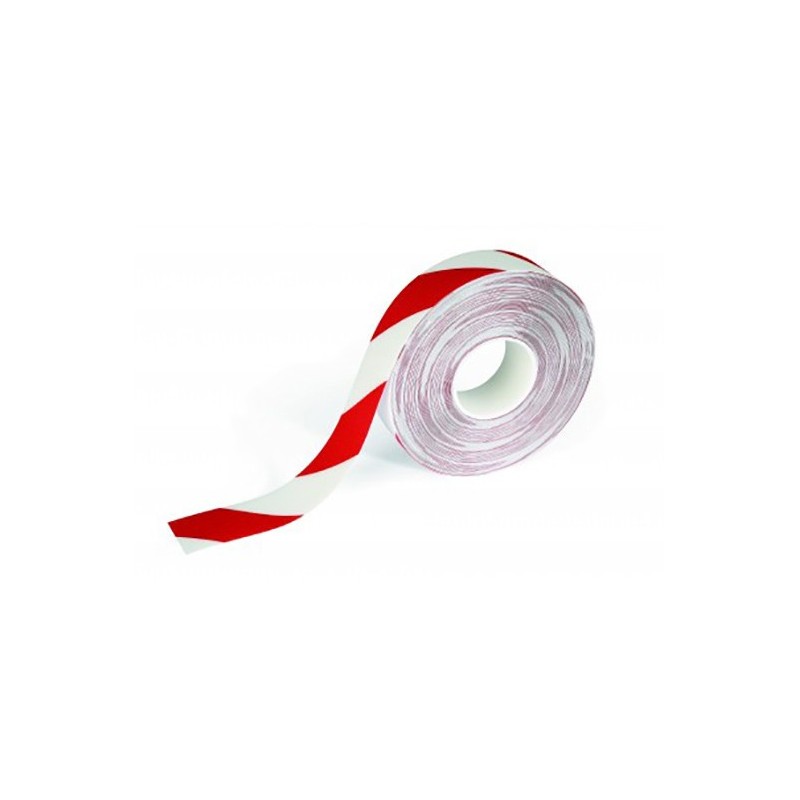 Durable Ruban adhésif permanent de marquage au sol - Antidérapant - 30 m x 50 mm - Rouge et Blanc