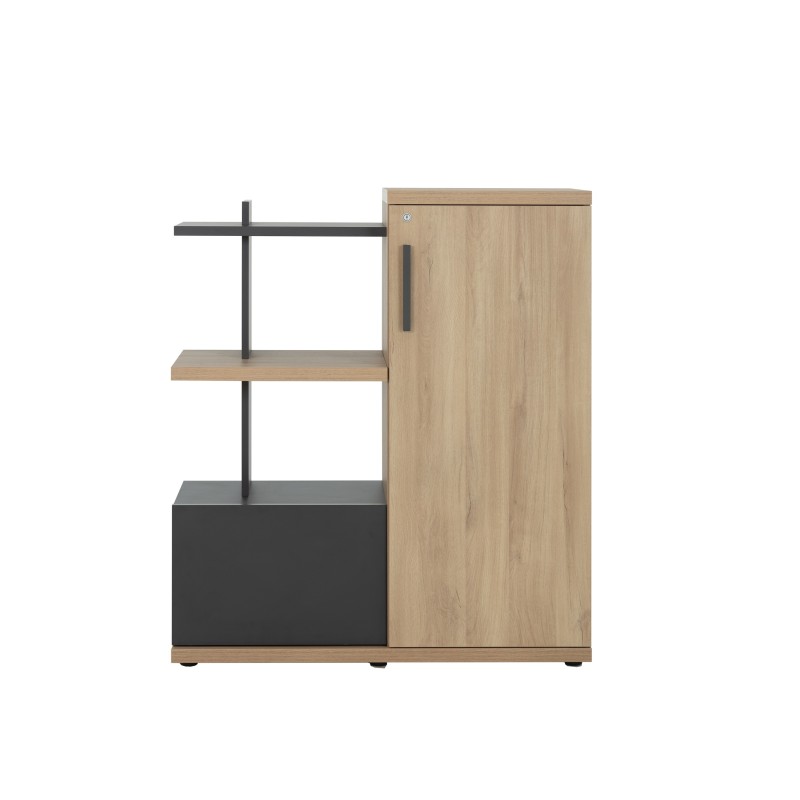 Meuble de rangement compact Osiris - L.108 x P.45 x H.123 cm - Chêne Bocage