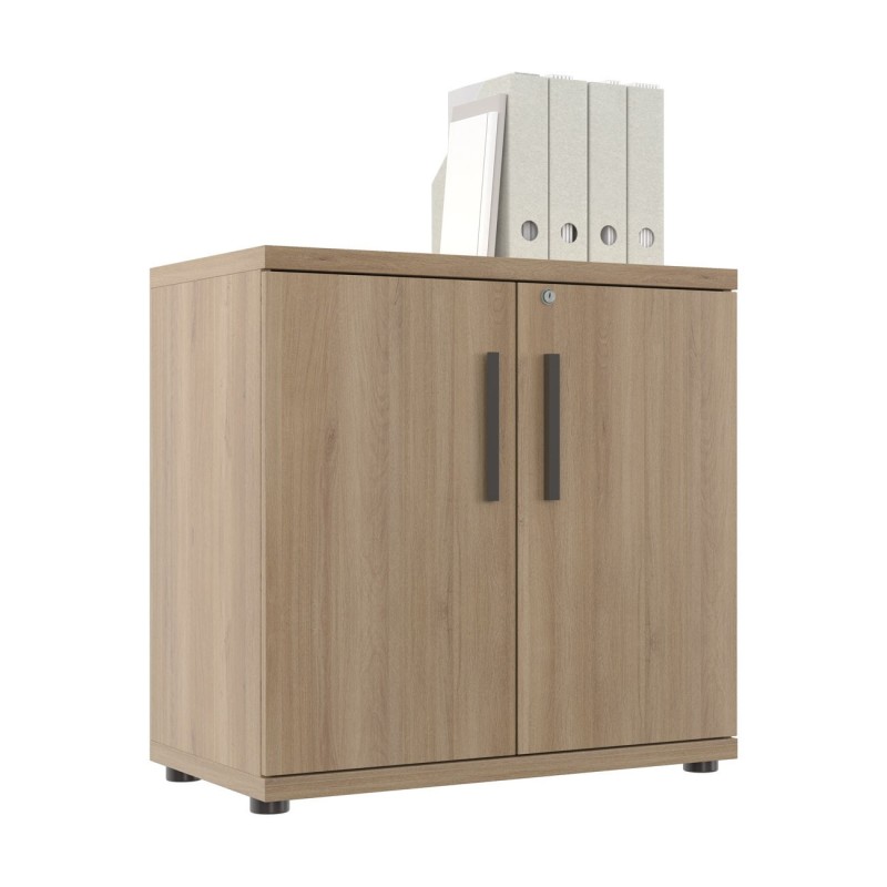 Meuble de rangement bas Osiris - L.80 x P.45 x H.78 cm - 2 portes - Chêne Bocage