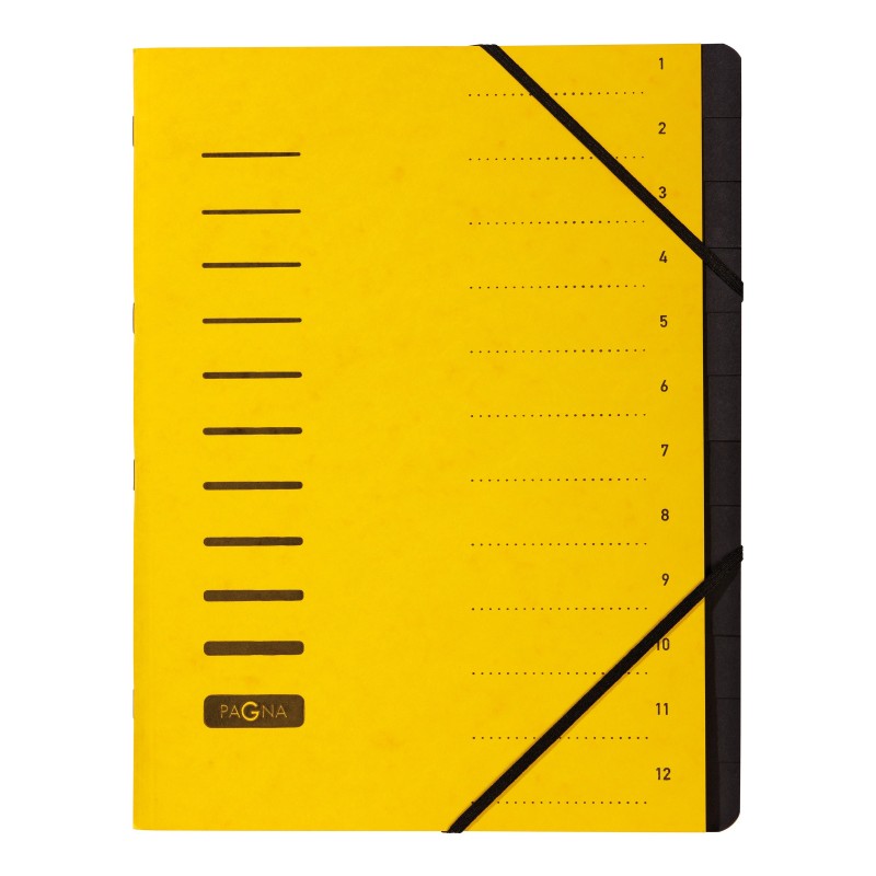 PAGNA Trieur à élastiques en carte  - 12 divisions - Jaune