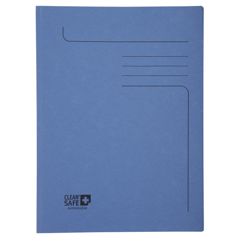 Exacompta Clean Safe Chemise dossier 2 rabats pour documents A4 traité antimicrobien - Couverture en carte 400g bleue - Lot de 5