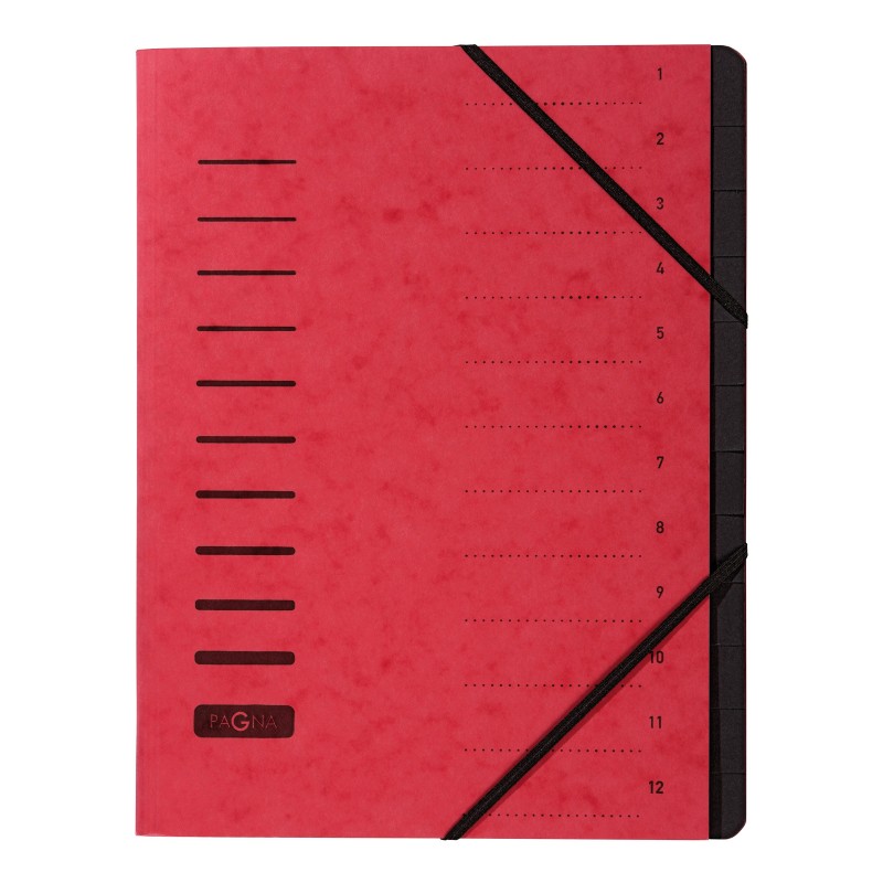 PAGNA Trieur à élastiques en carte - 12 divisions - Rouge