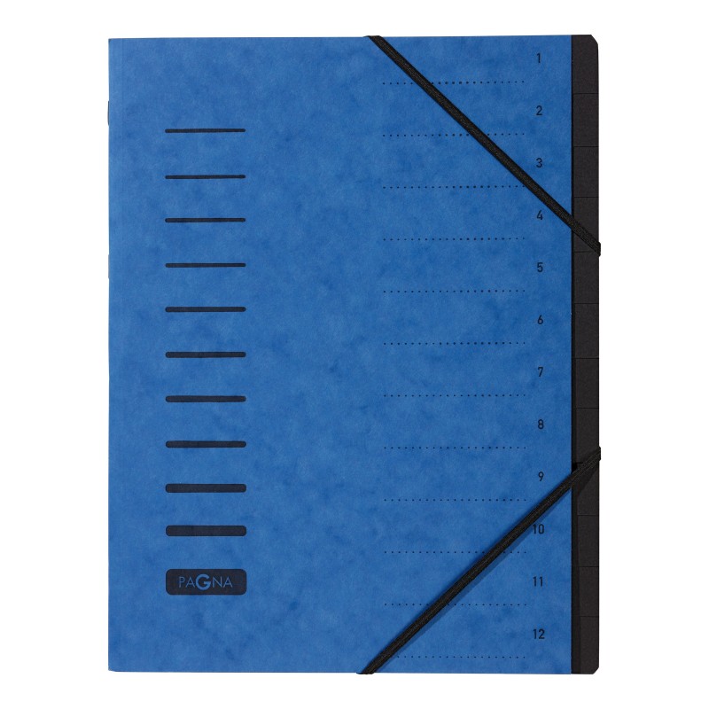 PAGNA Trieur à élastiques en carte - 12 divisions - Bleu