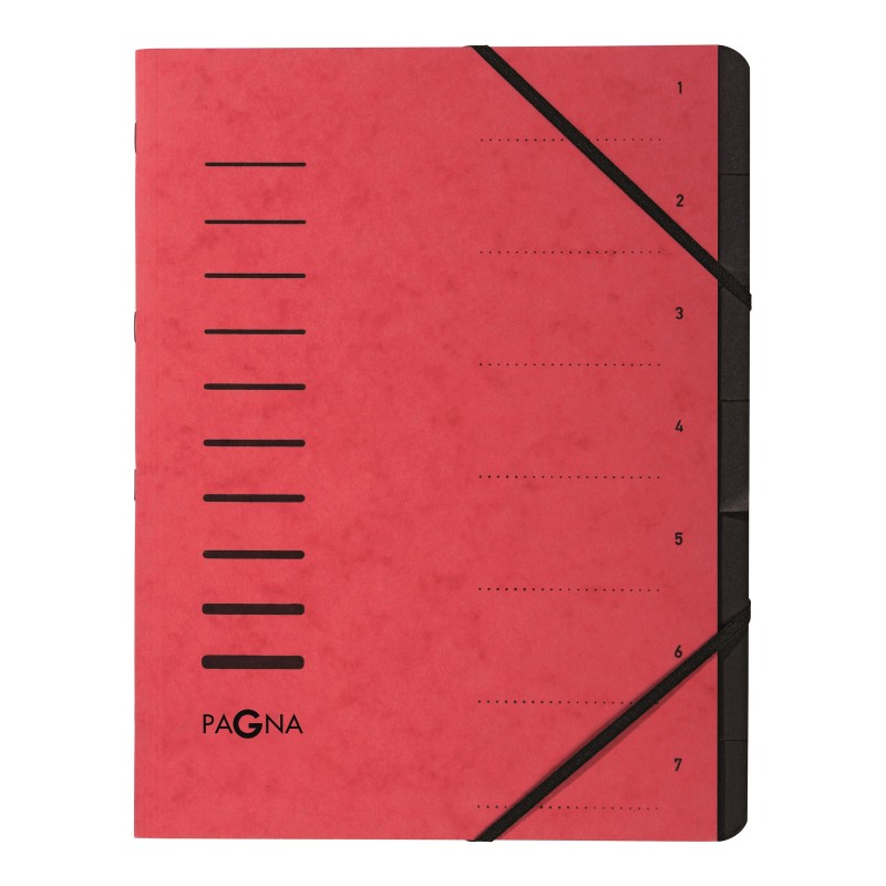 PAGNA Trieur à élastiques en carte - 7 divisions - Rouge