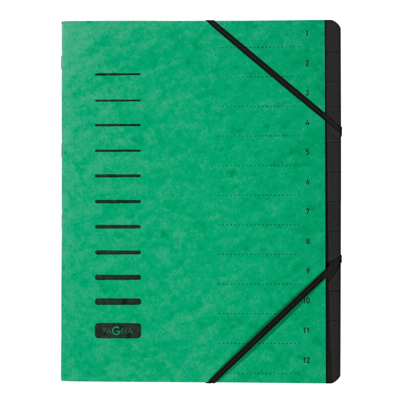 PAGNA Trieur à élastiques en carte - 12 divisions - Vert