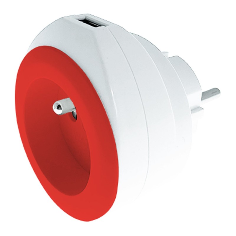 Watt & Co Chargeur universel mural USB-A pour smartphone et tablette - Rouge