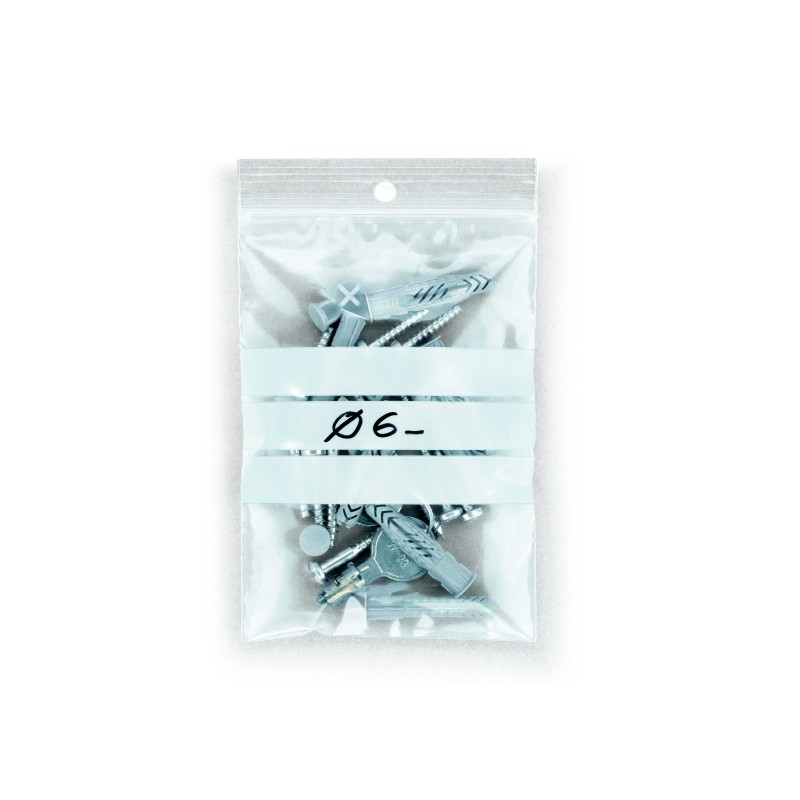 RAJA Sachet plastique à fermeture Zip et bande d'écriture - 8 x 12 cm - Epaisseur 50 microns - Transparent - Carton de 1000