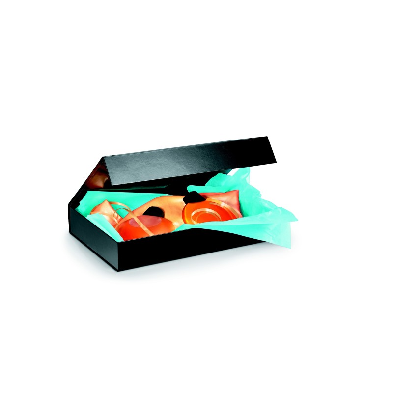 Boîte cadeau carton fermeture aimantée L.37,5 x l.26,5 x H.6,5 cm - Noir brillant - Lot de 10