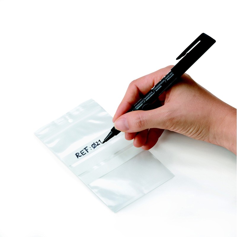 RAJA Sachet plastique à fermeture Zip et bande d'écriture - 6 x 8 cm - Epaisseur 50 microns - Transparent - Carton de 1000