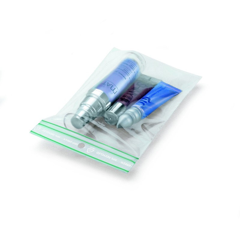 RAJA Sachet plastique recyclé à fermeture Zip - 18 x 25 cm - Epaisseur 60 microns - Transparent - Carton de 1000