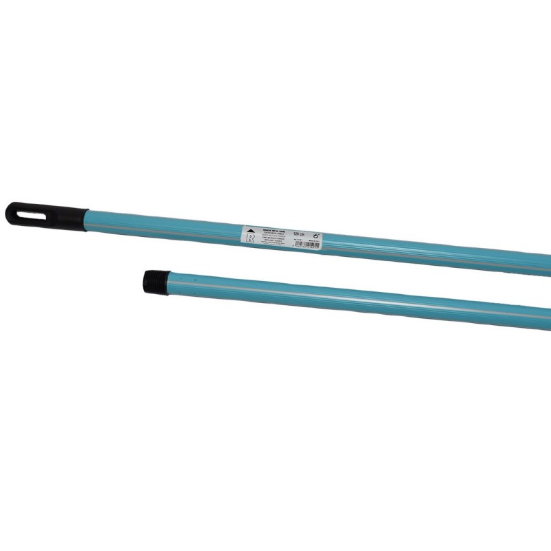 Manche métal gainé - 120 cm Bleu rayé gris