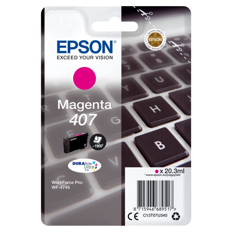 Epson 407 Cartouche d'encre originale C13T07U340 - Magenta