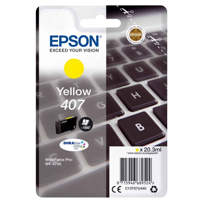 Epson 407 Cartouche d'encre originale C13T07U440 - Jaune