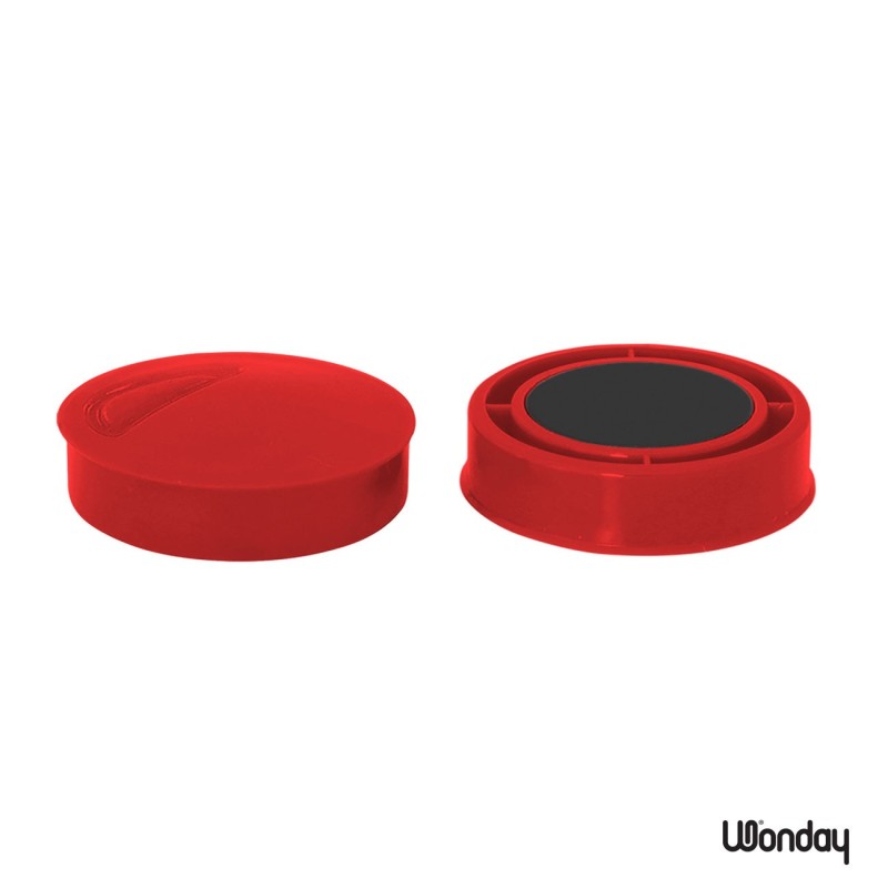 Wonday Aimant rond 40 mm Rouge - lot de 2