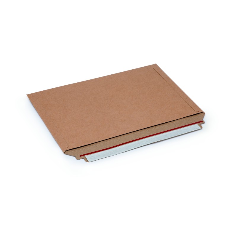 RAJA Pochette carton plat brun autocollante bande protectrice - 33,4 x 23,4 cm - Lot de 100