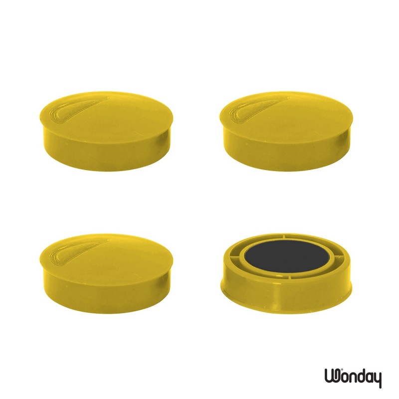 Wonday Aimant rond 30 mm Jaune - Lot de 4