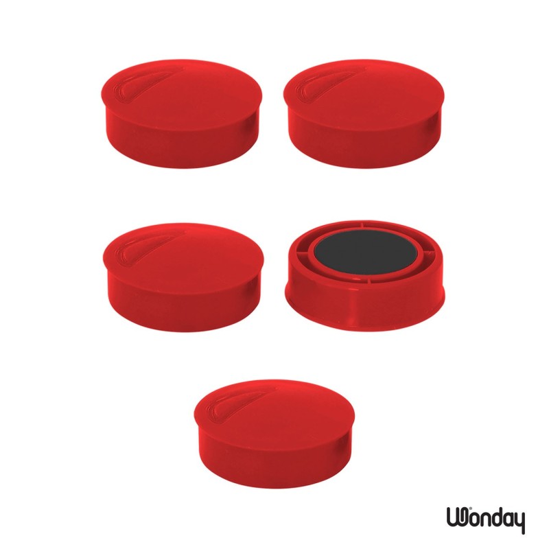 Wonday Aimant rond 25 mm Rouge - Lot de 5