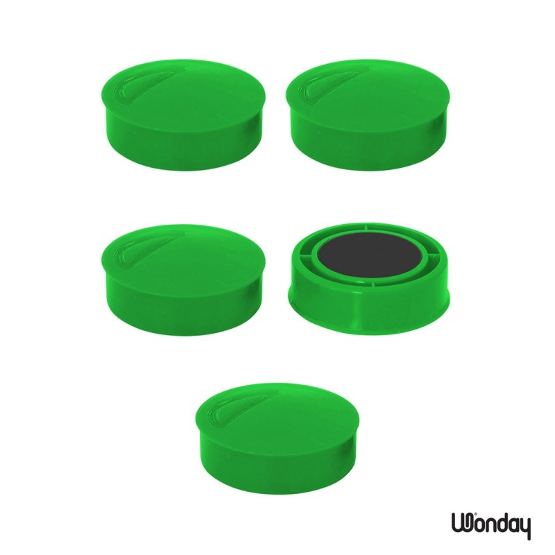 Wonday Aimant rond 25 mm Vert - Lot de 5