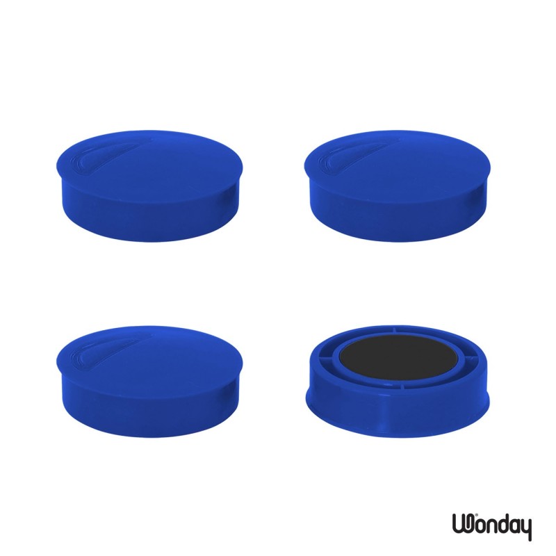 Wonday Aimant rond 30 mm Bleu - Lot de 4