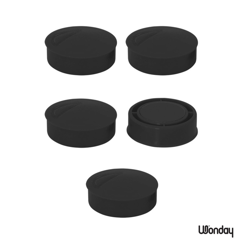 Wonday Aimant rond 25 mm Noir - Lot de 5
