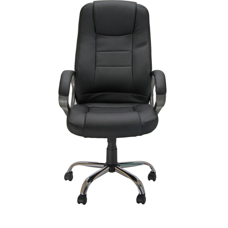 Fauteuil de direction Wesley Simili cuir Noir Hauteur Réglable - Accoudoirs Dossier Roulettes